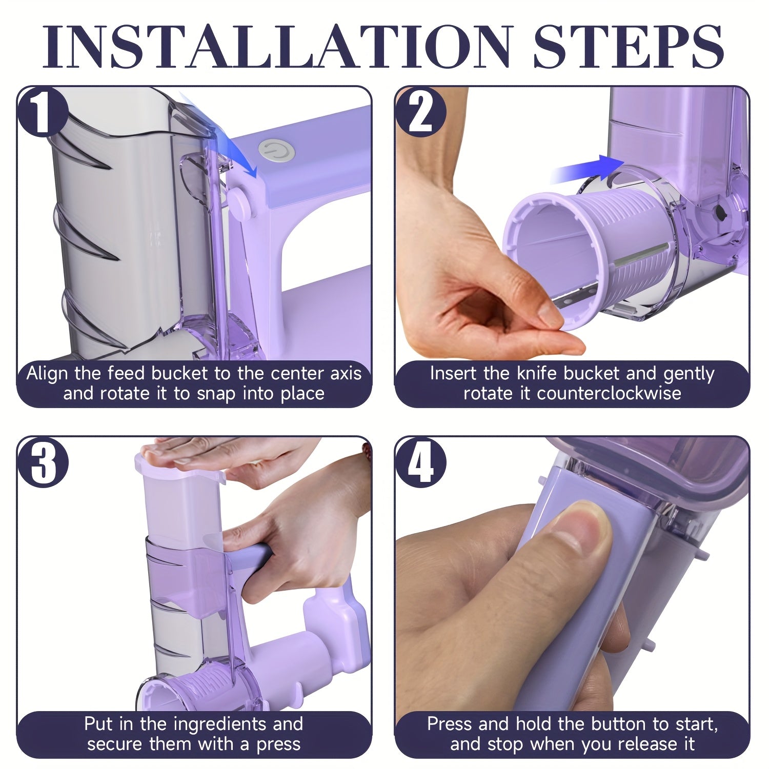 Vegetable Chopper with 3 Blades USB Rechargeable for Kitchen Camping Home