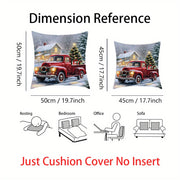 Christmas Throw Pillow Cover Red Truck Tree Knit Fabric Cushion Case for Sofa Bed Car