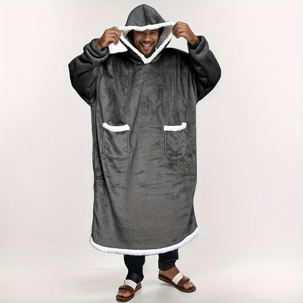 Kattalashtirilgan Plaid Flannel Blanket Hoodie juftliklar uchun Raqamli Octopus bosimi, dog'ga chidamli polyester