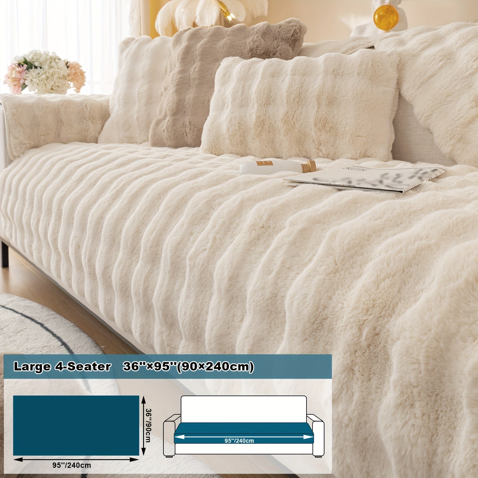 Имитация кролика плюшевая подушка-диван для домашних животных, дружелюбная к собакам с нескользящим чехлом для защиты мебели и декора в спальне, офисе или гостиной.