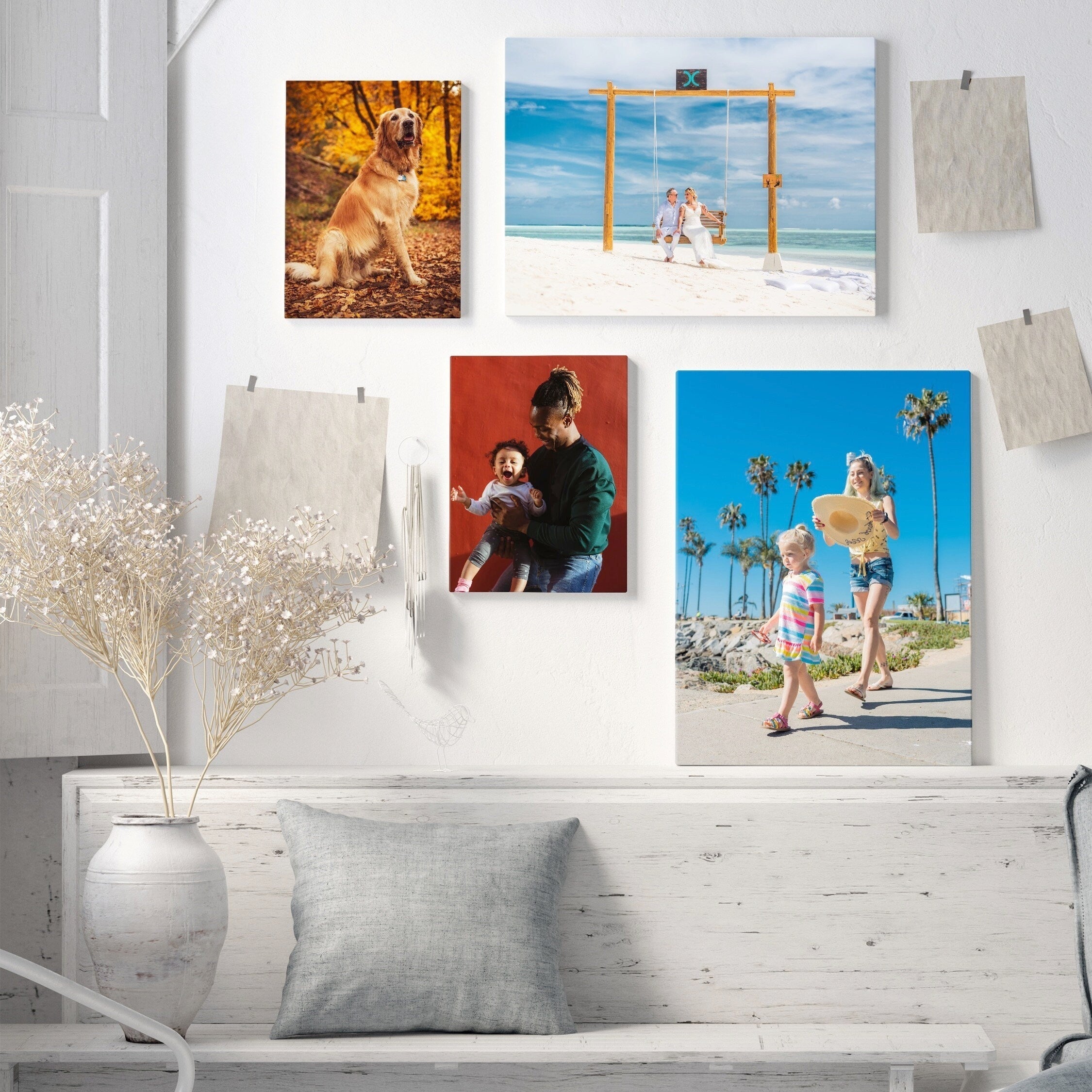 Cartel de lona impermeable en marco de madera, arte de pared personalizado para recuerdos y regalos