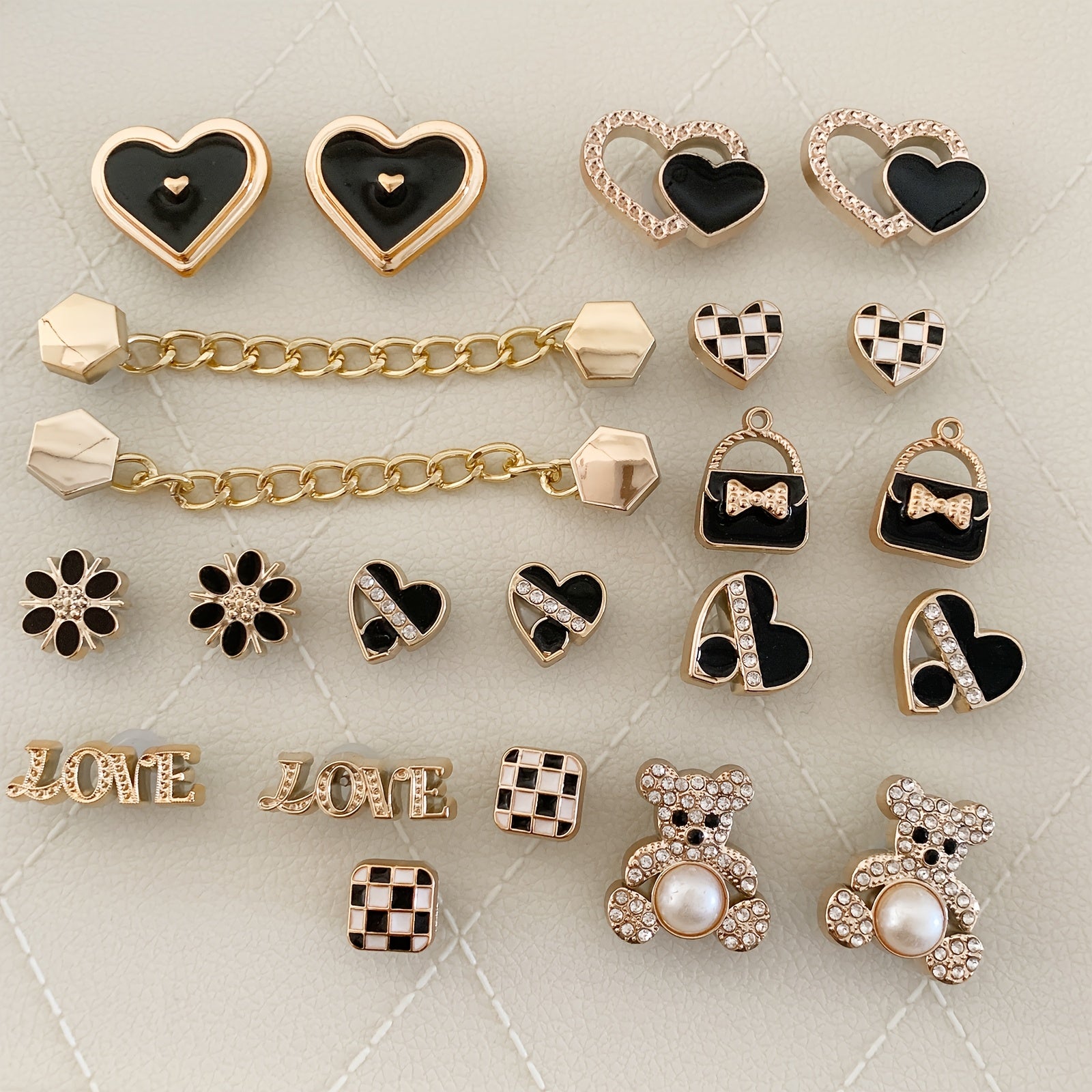 Kids Shoe Charms Set Bear Love Detachable DIY Accessories 22pcs