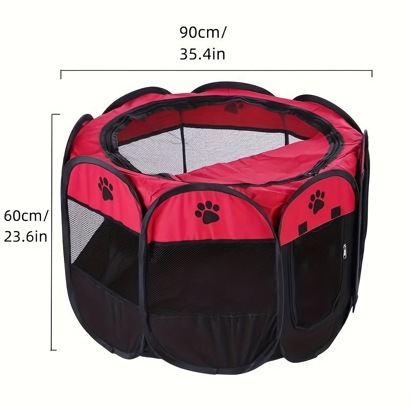 Foldable Pet Playpen with Carrying Case and Travel Bowl Water-Resistant Shade Cover for Indoor Outdoor Use