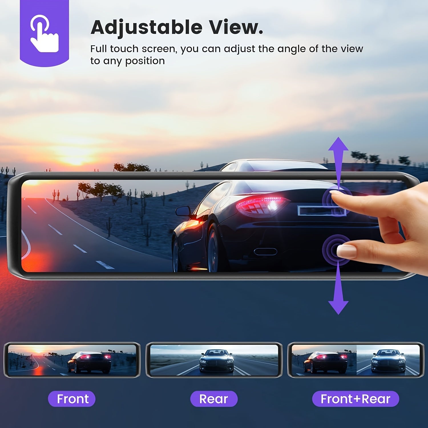30.48cm Ikki tomonlama Dash Cam GPS bilan 4K oldi 1080P orqa OLED displey WiFi G-sensor