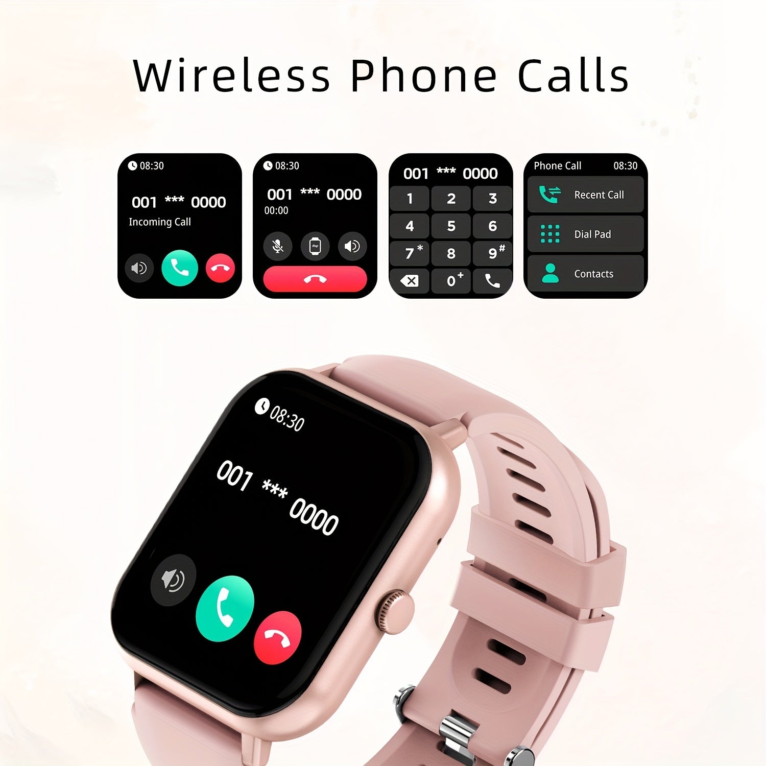 Часы LifeBee Smartwatch для мужчин и женщин - 4,65 см полный сенсорный экран, функция звонка, более 100 режимов упражнений, шагомер, отслеживание расстояния и калорий, USB зарядка, красный, фитнес и мультиспорт