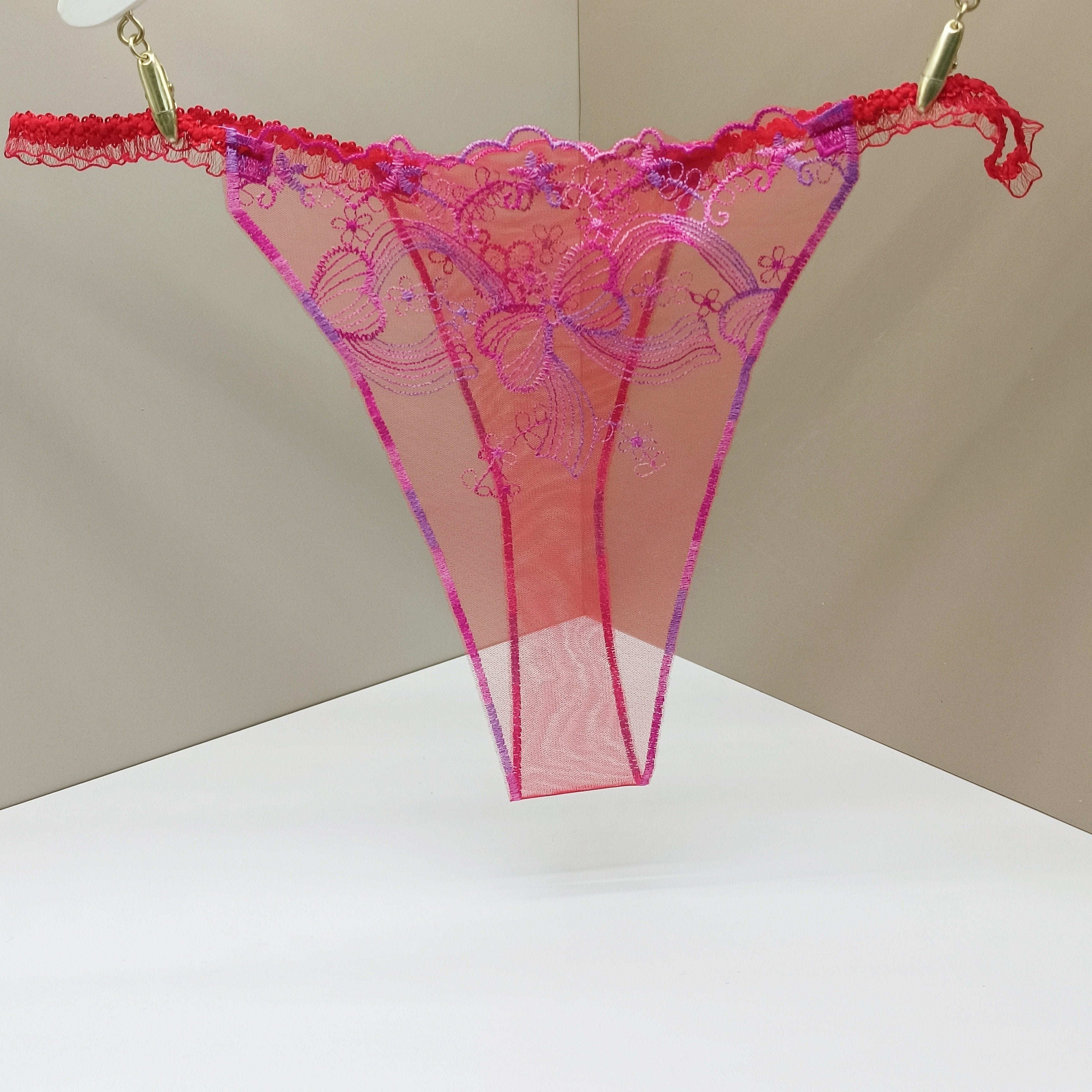 Women's High-Waisted Panties Mesh Lace Geometric Pattern Breathable Blue Black Red