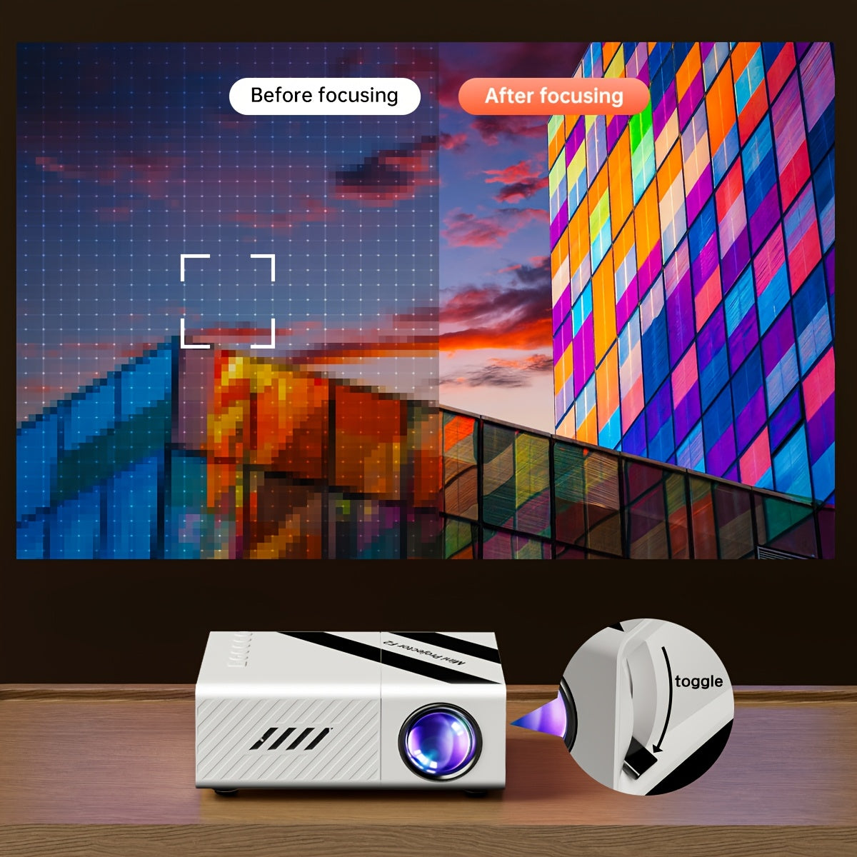 Ўтказгич мини проектор EU розеткаси юқори ёритиш LED уй кинотеатри AV USB билан