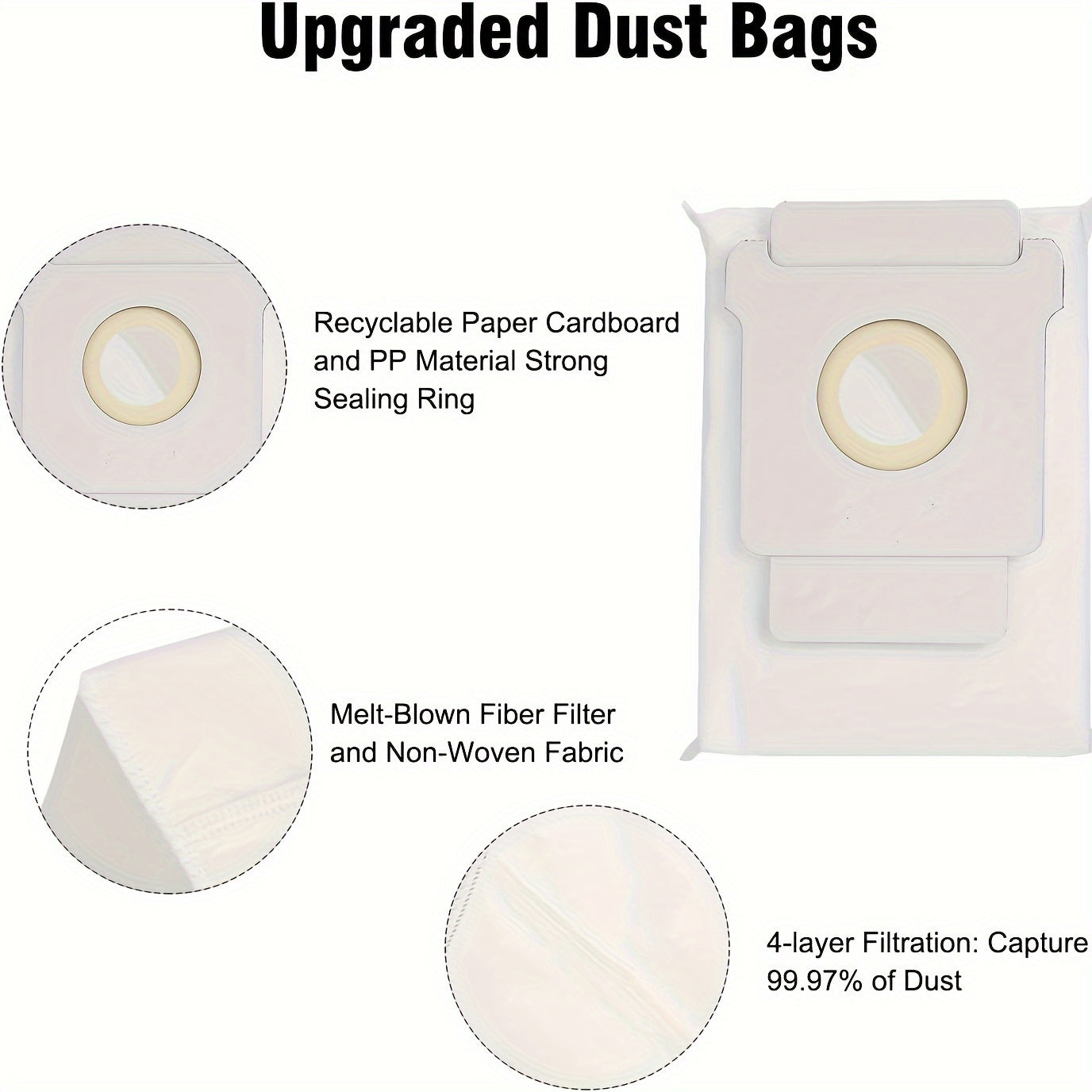 Set of 2 High-Efficiency Cloth Vacuum Bags for Robot Vacuum Cleaner Leakproof Replacement