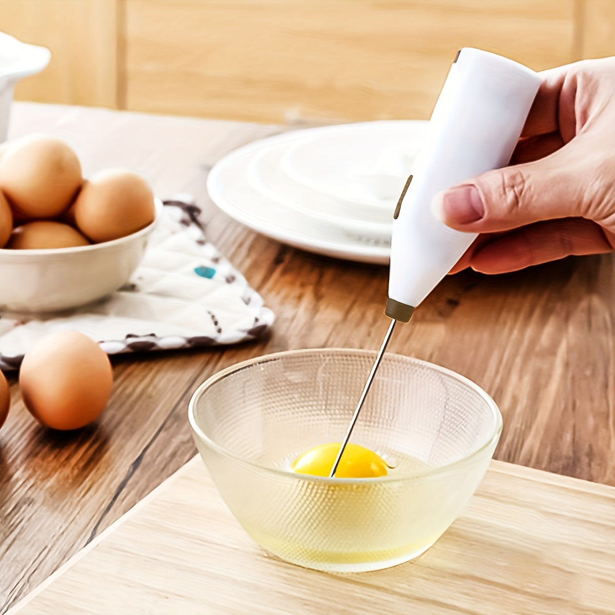 Ручной электрический миксер из нержавеющей стали, работающий на батарейках, для кофе, молочного чая, кухни