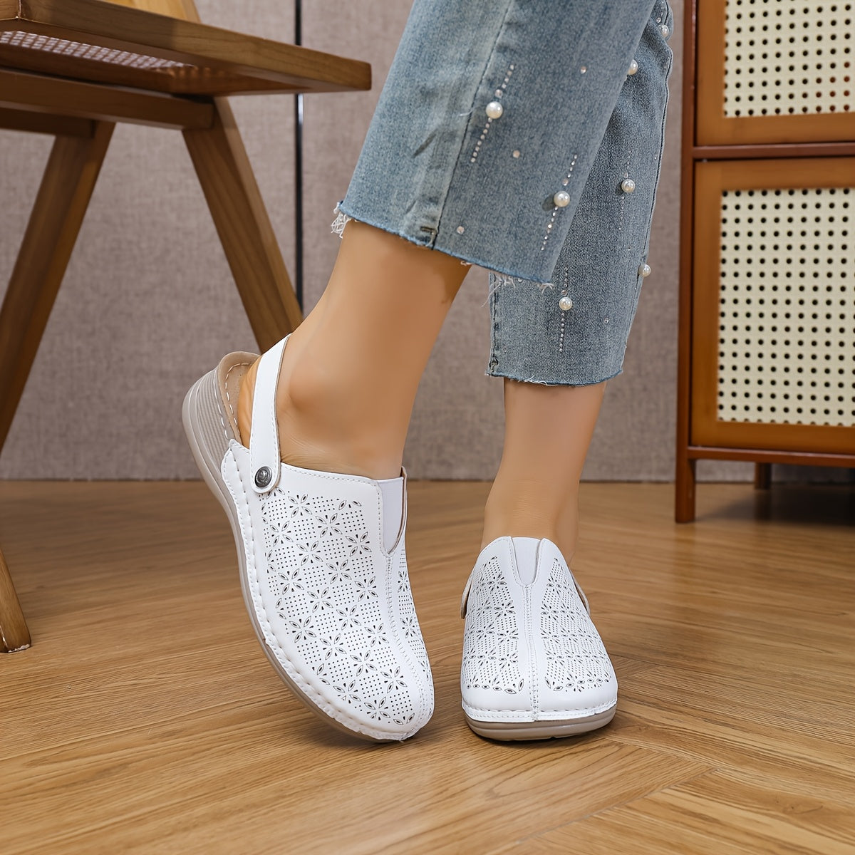 Women'S Mesh Slip-On Loafers, Adjustable Strap, Comfortable Indoor Outdoor Shoes