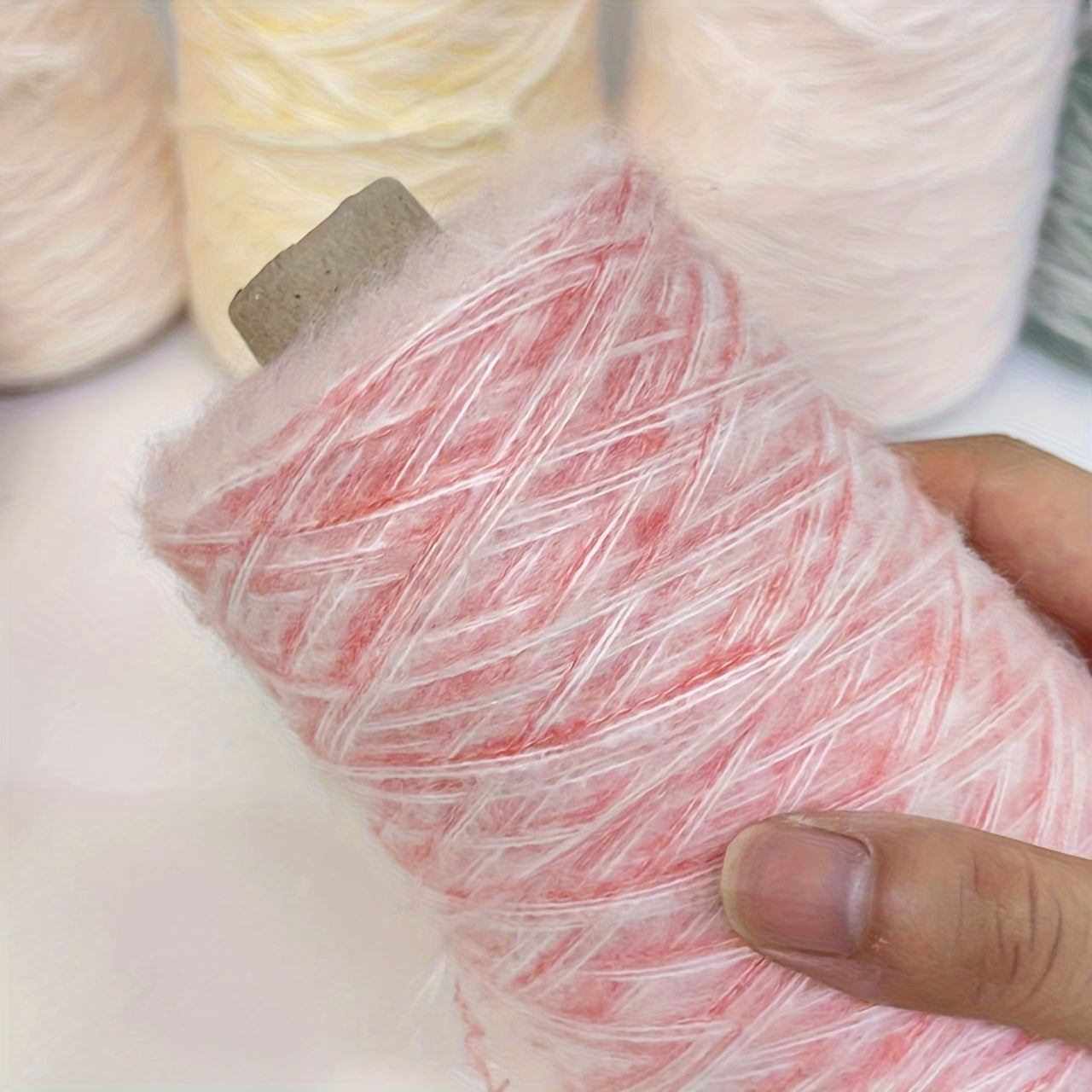 200g Mohair and Acrylic Yarn for Knitting Scarves Sweaters White 1mm Thick