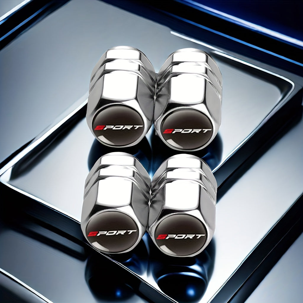4PCS Universal Metal Tire Valve Stem Caps for Cars, Trucks, Motorcycles