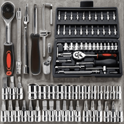 46-Piece Auto Repair Tool Set with Carbon Steel Wrenches and Sockets in Metal Toolbox