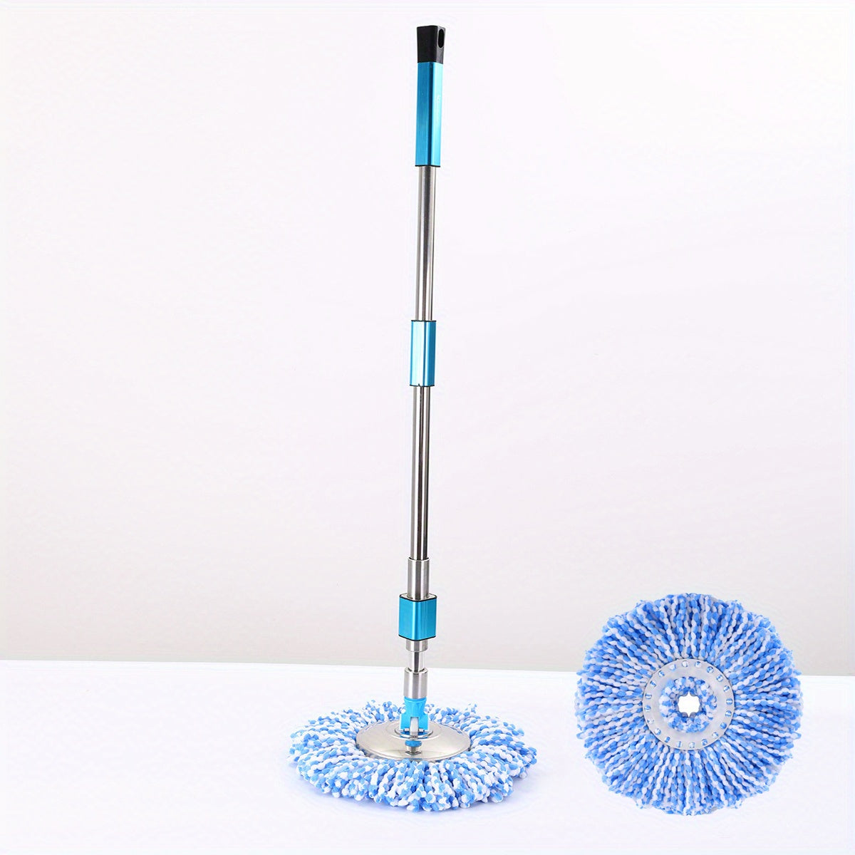 Moslashuvchan Spin Mop tutqich to'plami mikrotozalash bilan, zanglamaydigan po'lat panjara bilan