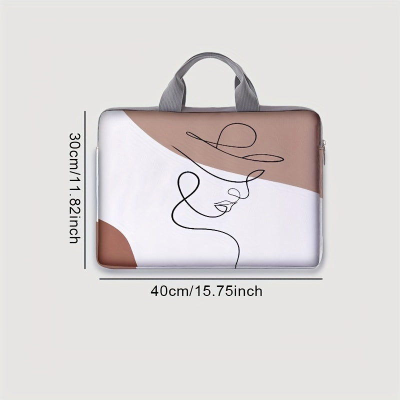 Abstract Face Line Art Laptop Bag Made of Soft Polyester for Office College and Daily Commute