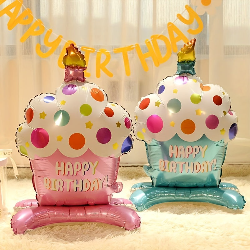 Globo de pastel de pie en rosa y azul para decoración de fiesta de cumpleaños