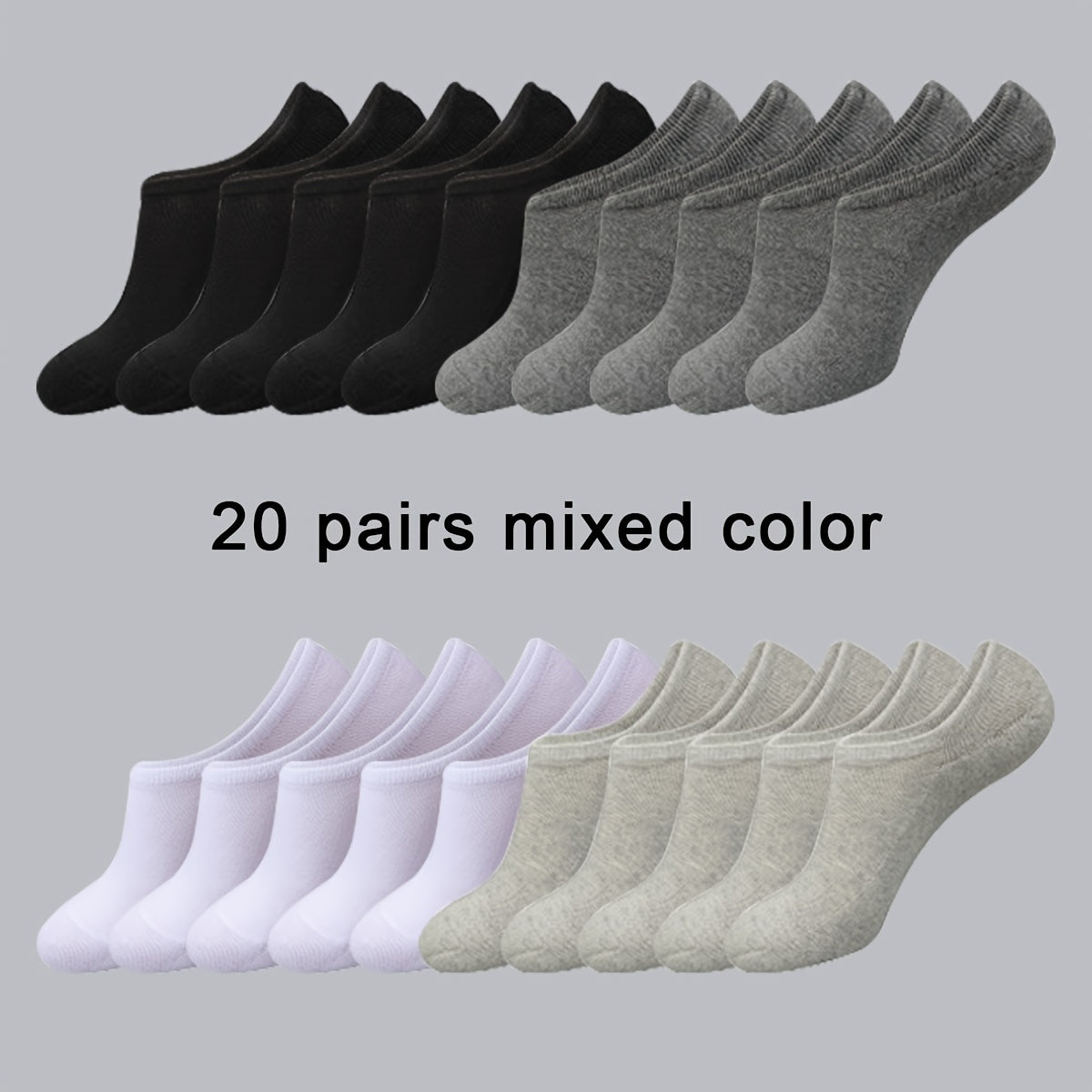 Men's No-Show Socks 20 Pairs Breathable Anti-Odor Sweat-Absorbing Thin All Seasons