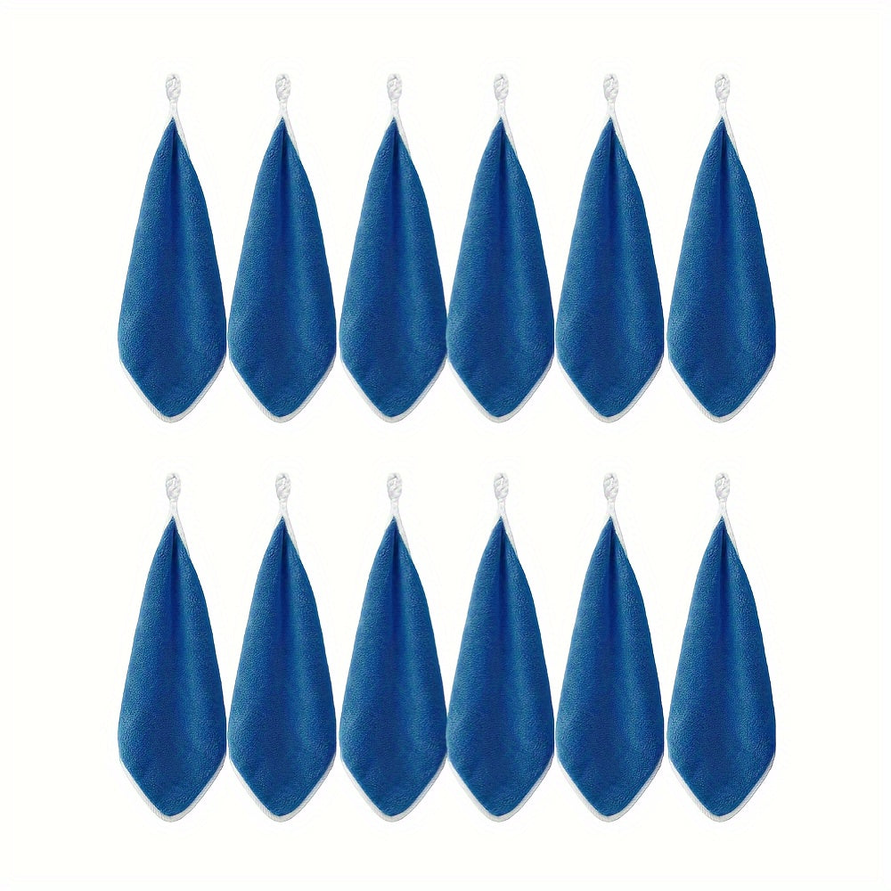Set of 12 Microfiber Cleaning Cloths with Hanging Loop for Kitchen Bathroom and Toilet