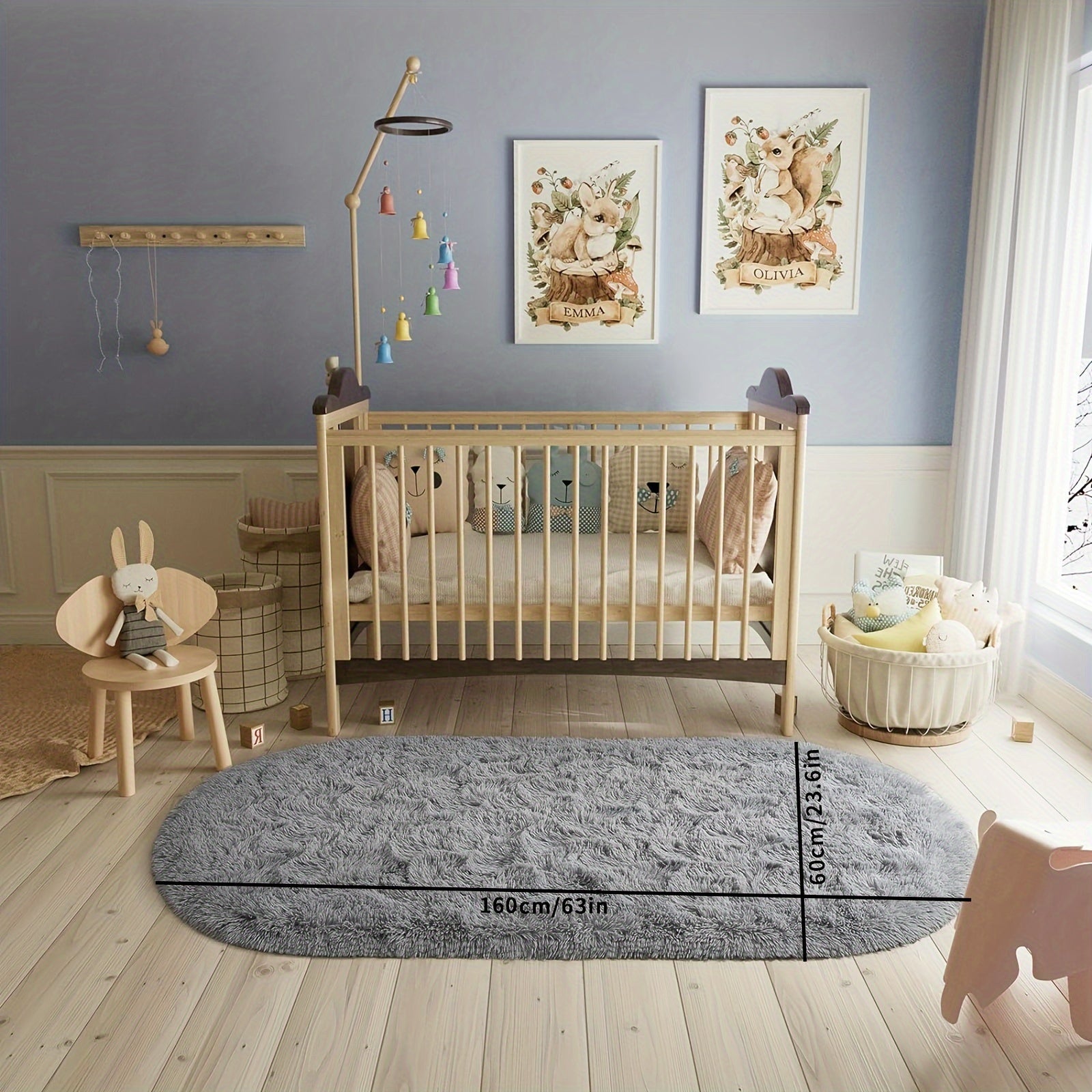 Soft Plush Oval Area Rug Non-Slip Backing for Bedroom Living Room Office