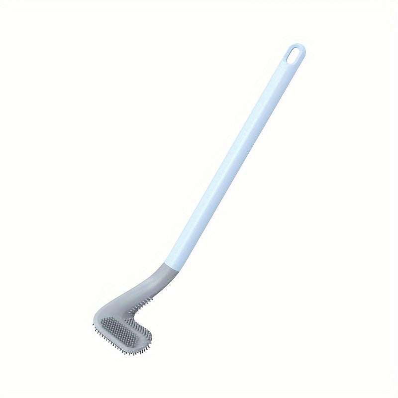 Rotating Silicone Toilet Brush with Long Handle Wall Mount Medium Firmness