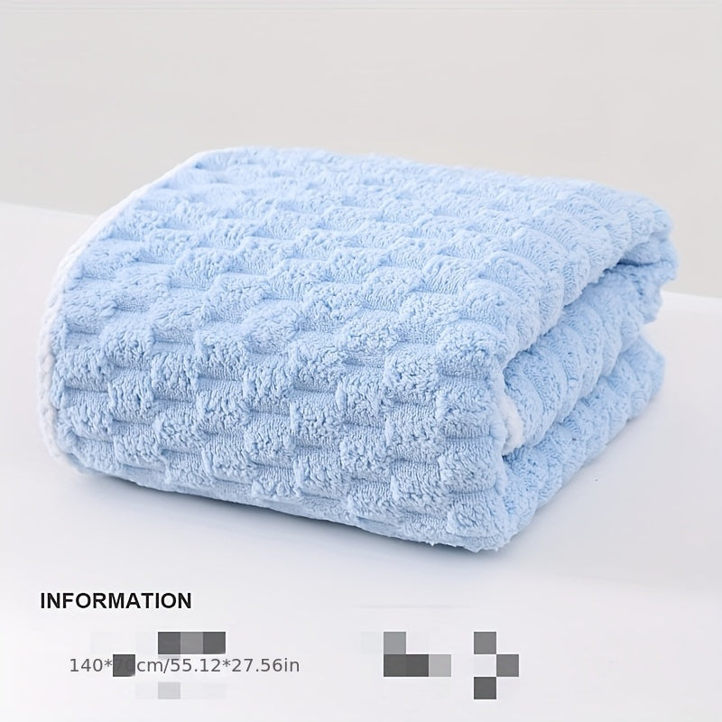 Large Pink Coral Fleece Bath Towel Ultra-Soft Absorbent Lint-Free Stylish