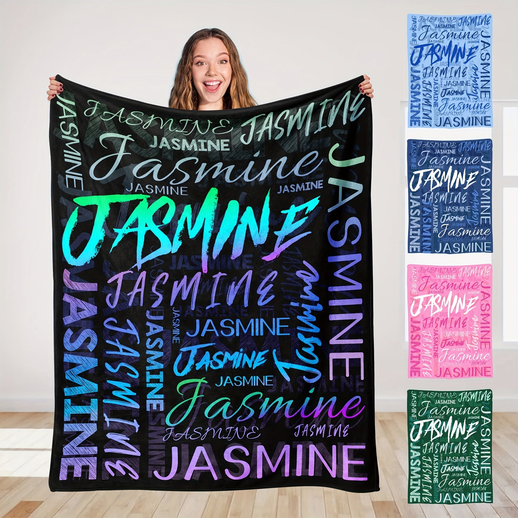 Personalized Soft Flannel Blanket Custom Name All-Season Throw for Office Chair Picnic Travel