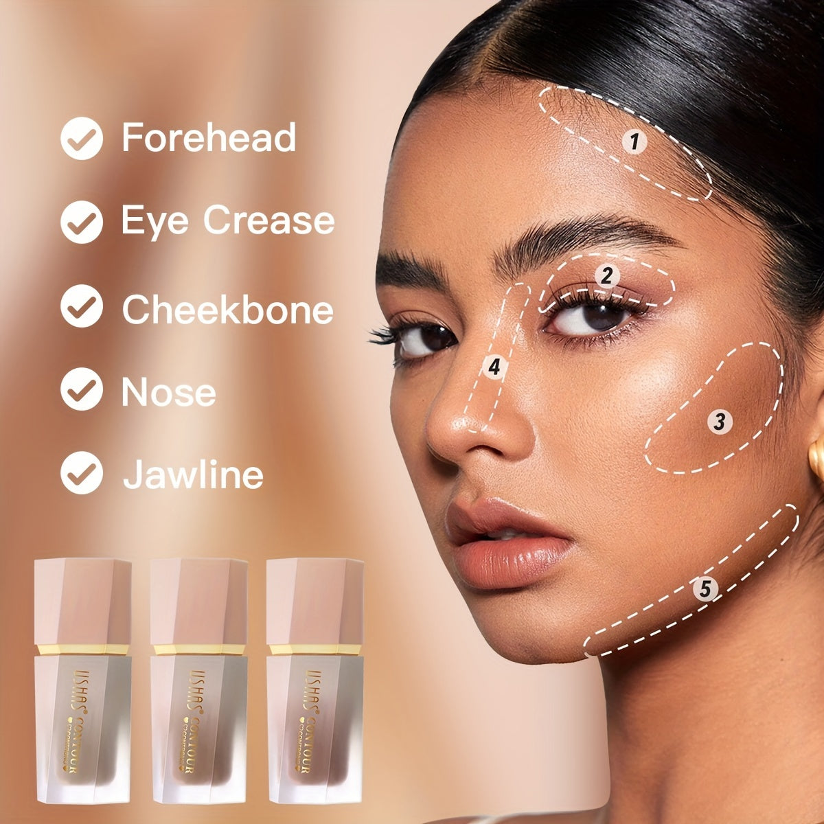 Set de 3 tonos de barra correctora para mujer de cobertura total, maquillaje mate de larga duración