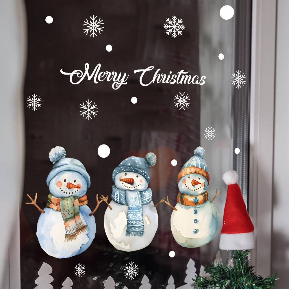 Christmas Window Clings Reindeer Snowman Holiday Wall Art UV-Resistant Removable