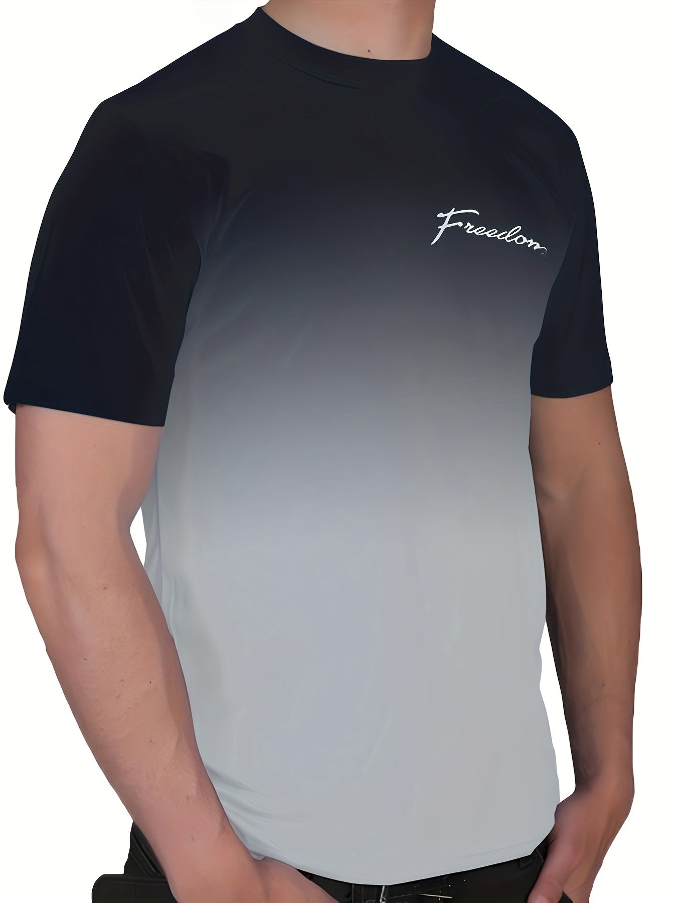 Camiseta de poliéster de corte regular con estampado geométrico 3D casual para hombre