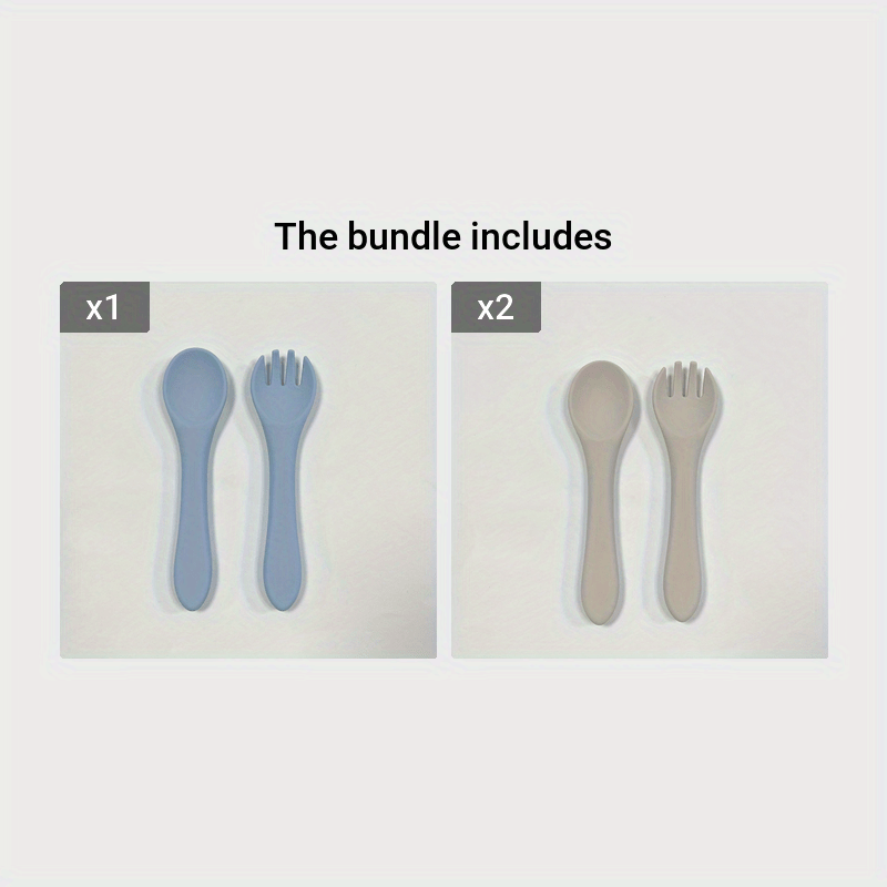 Set of BPA-Free Toddler Utensils with Silicone Forks and Spoons for Self-Feeding