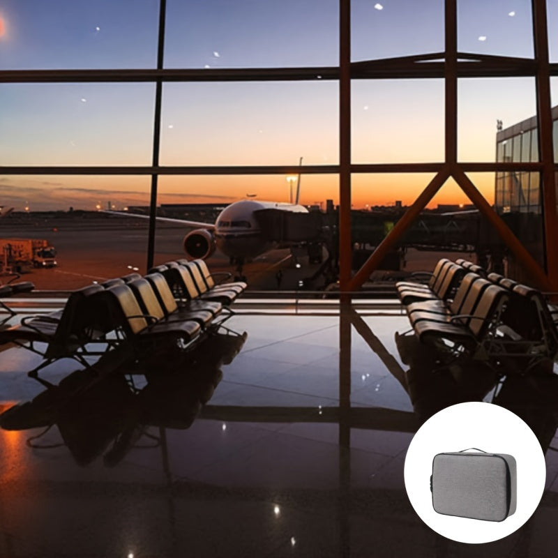 Document Organizer with Combination Lock Water-Resistant Zipper 3-Layer File Storage Portable Laptop Files Certificates