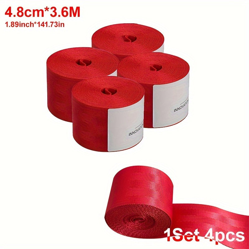 Car Interior Trim Tape Red Nylon Decorative Ribbon 4.8cm x 3.6m