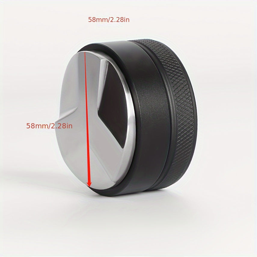 Qora zanglamaydigan po'latdan yasalgan espresso qahva tampiri, sozlanadigan bosim taqsimoti asbobi