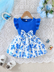 Baby Girl Summer Dress Set Floral Rose Bow Knit Cotton 0-3 Years