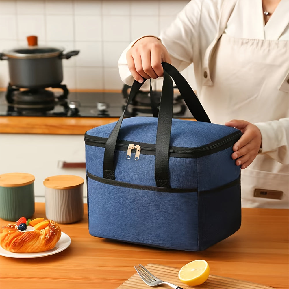 Insulated Lunch Bag with Aluminum Lining, Large Capacity, Portable Food Storage