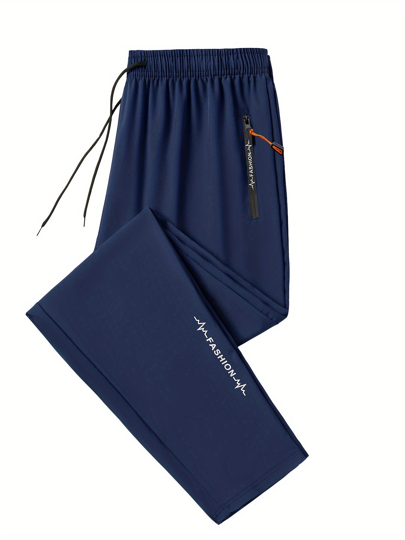 Pantalones deportivos casuales para hombre con bolsillo con cremallera, poliéster ligero, cintura con cordón, estilo deportivo, set de 5