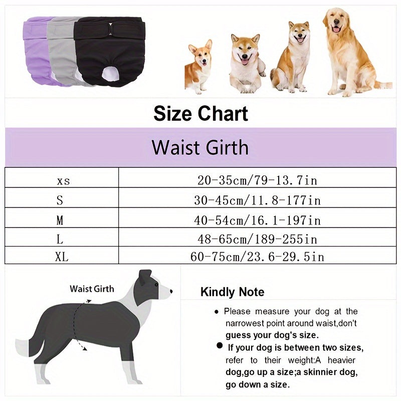 Yuqori sifatli qayta ishlatiladigan urg'ochi itlar uchun pamperslar, qulay moslashuv uchun sozlanadigan tugmalar bilan. Issiqda yoki siydikni nazorat qila olmaydigan itlar uchun ideal. Yuvilishi mumkin va turli zotlar uchun mos keladi.