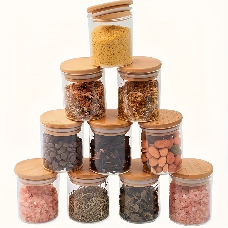 12-Piece Glass Storage Jars with Bamboo Lids Airtight Reusable Kitchen Organizer