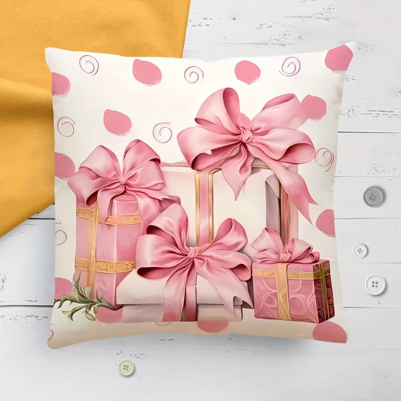 Double-Sided Throw Pillow Cover Mid-Century Chic Polyester Zipper Christmas Decor