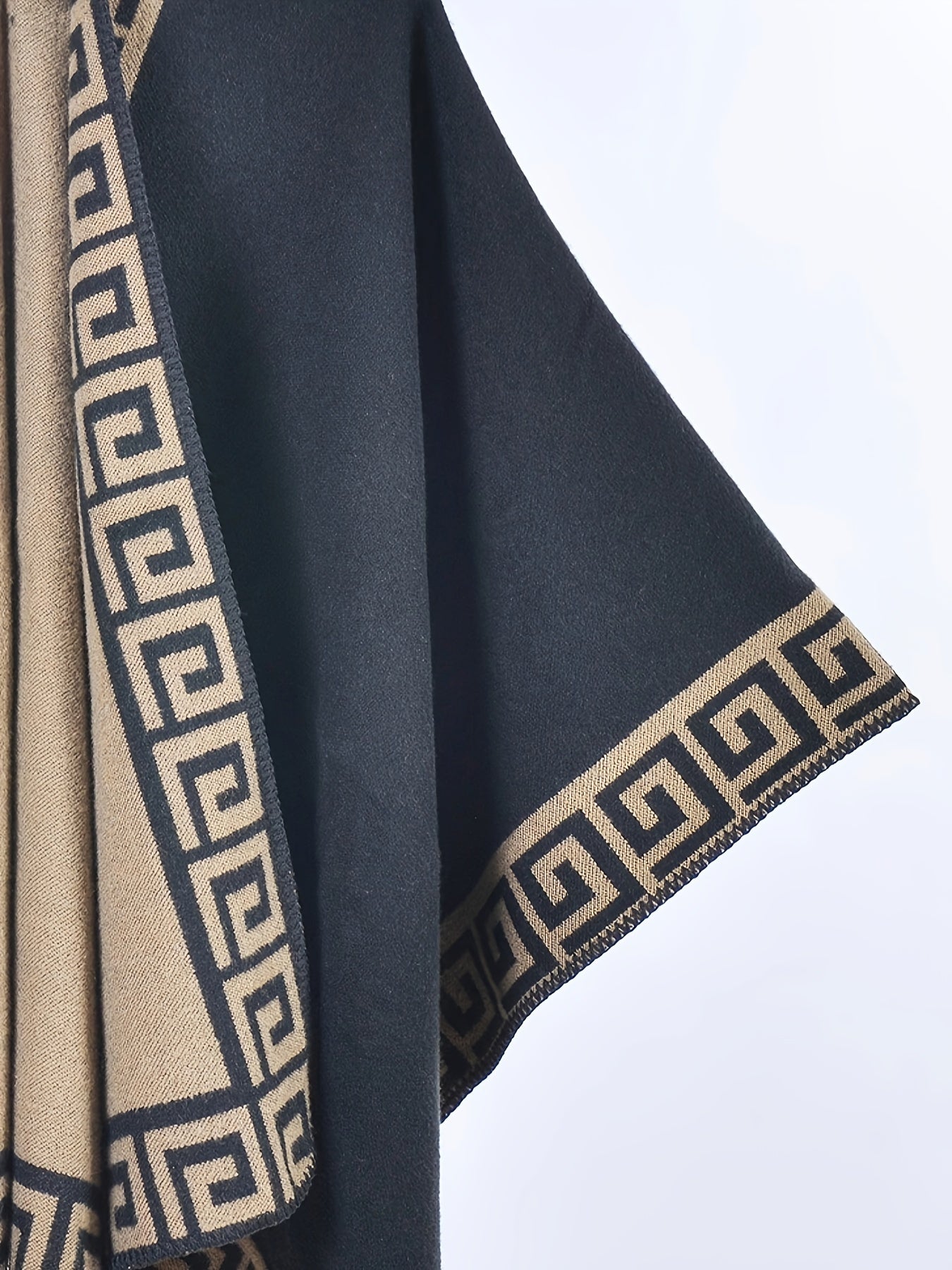 Plus Size Geometric Print Sleeveless Cardigan for Fall Winter