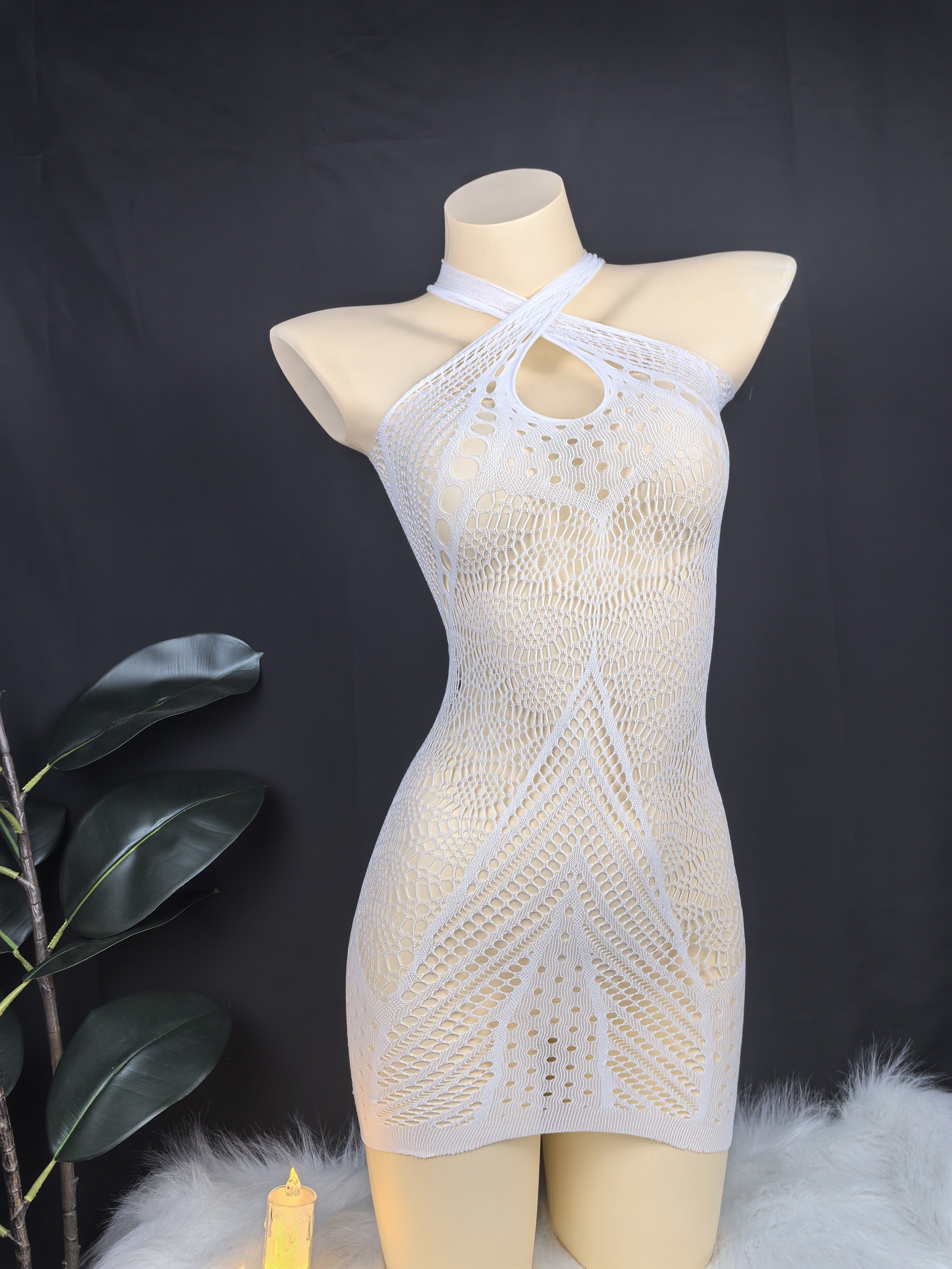 Women’s Mesh Bodycon Dress Sexy European American Style Short Sleeve Black Small