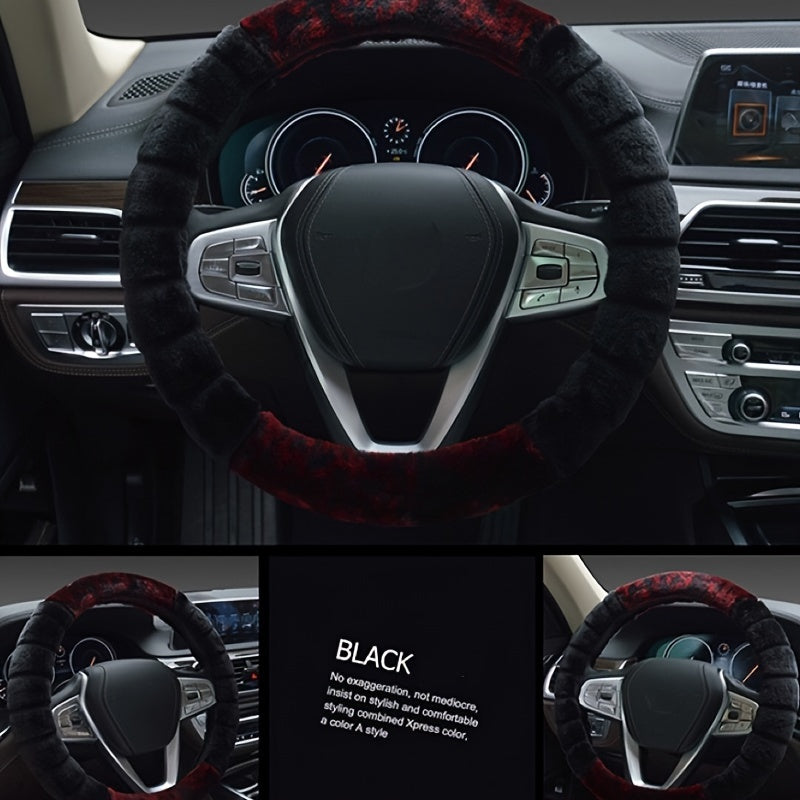 Cubierta de volante de invierno de felpa para unisex, protector térmico antideslizante para coche