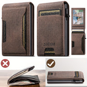 Men Women Bifold Wallet Leather Card Holder with Photo Slot in Black Brown Blue