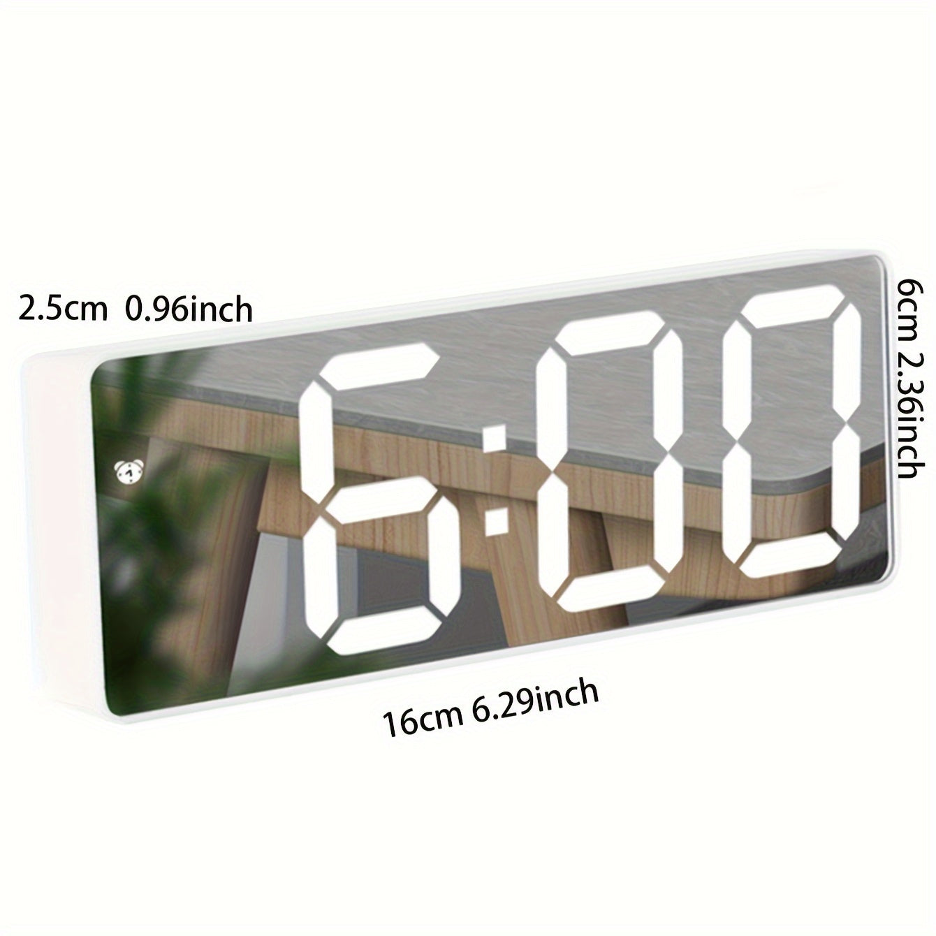 LED Mirror Alarm Clock with Digital Display and USB Charging for Bedroom or Office