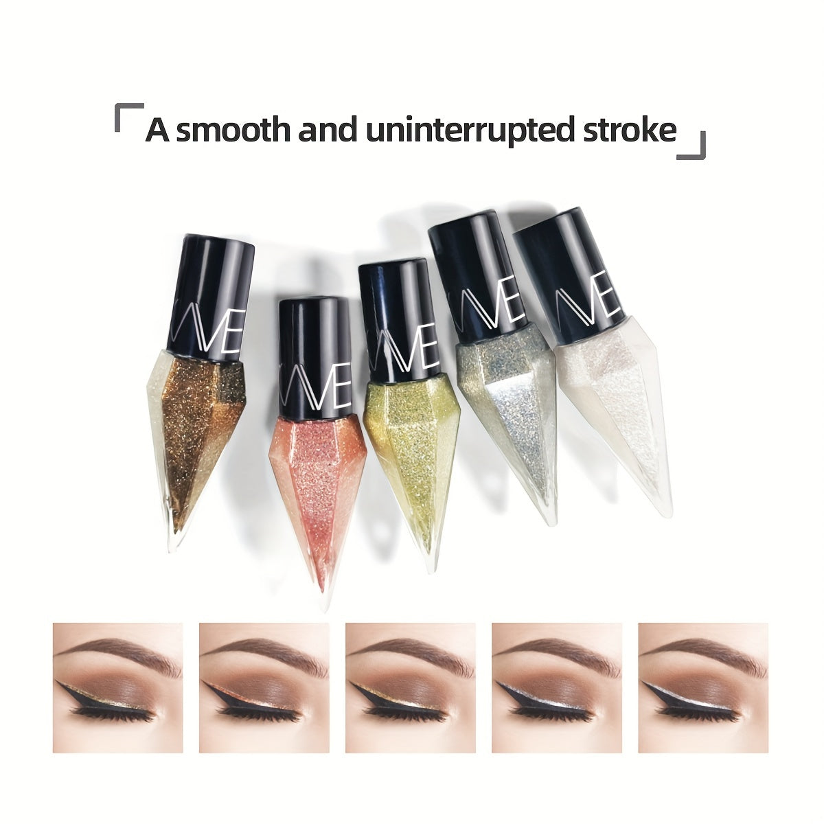 Yaltiraydigan suyuqlikli ko'z qalamchalari, ko'p rangli, olmos shimmery, talksiz