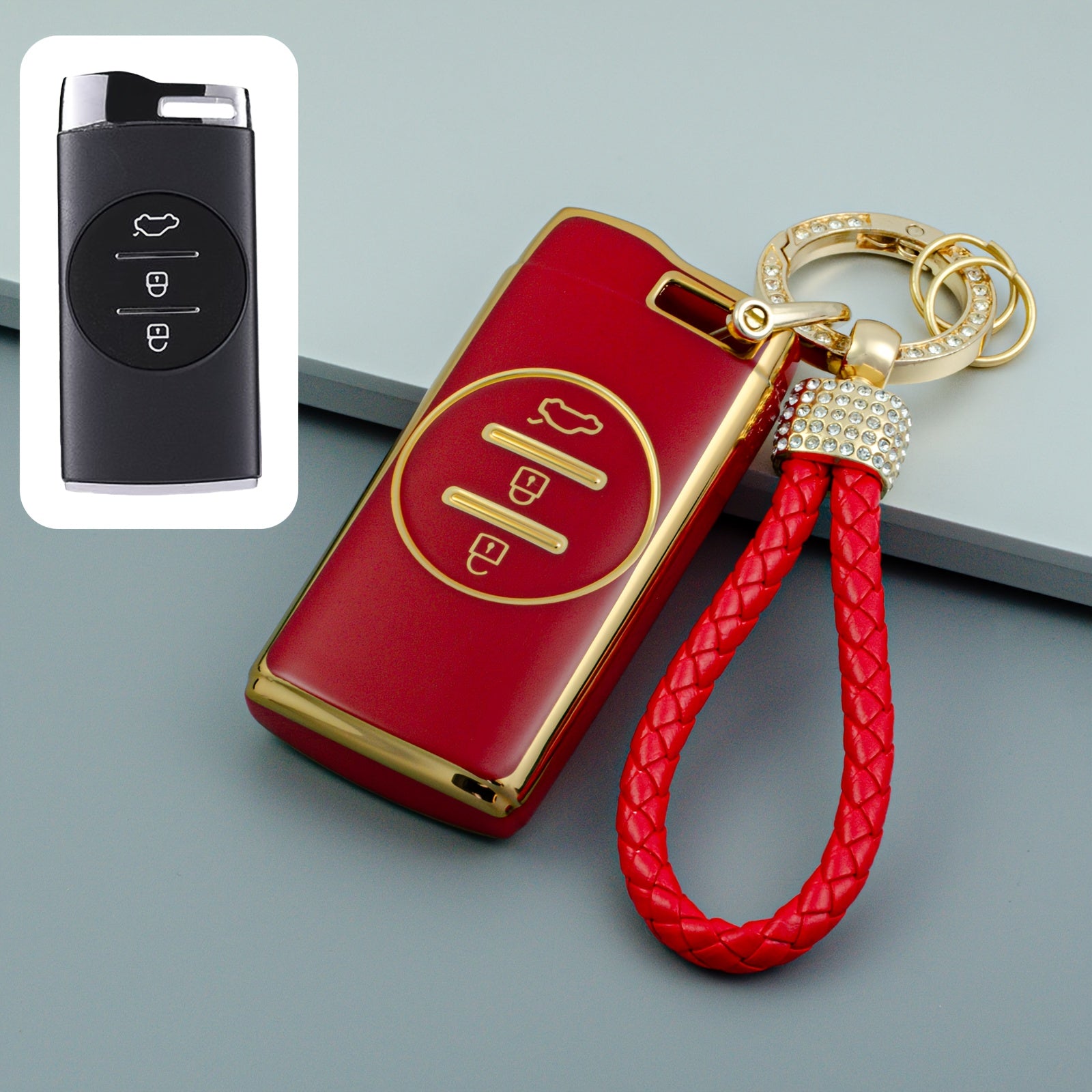 Universal Soft TPU Key Fob Cover with Keychain for Vehicles