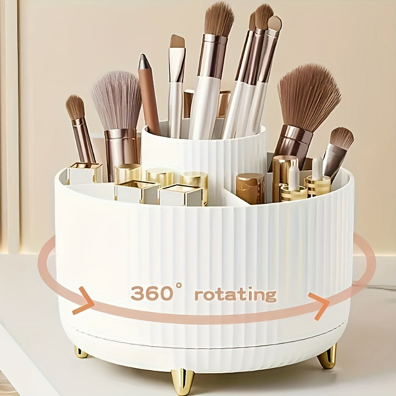 360 Degree Rotating Makeup Organizer High-Gloss ABS Plastic Vanity Storage