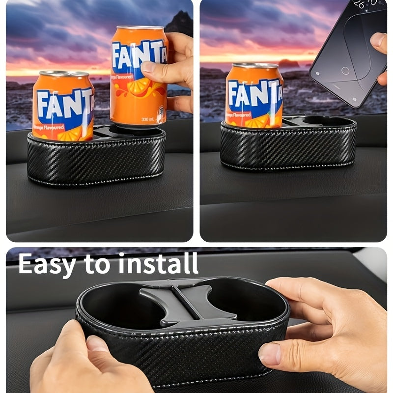 Car Interior Beverage Rack with Phone Holder Black Durable Plastic
