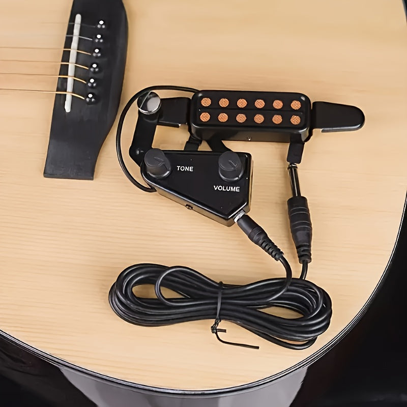 Pastilla para guitarra de aleación negra con clip y sensor magnético de 12 orificios. Sin batería