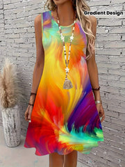 Women’s Plus Size Sleeveless Activewear Dress with Vibrant Print and Stretchy Fabric